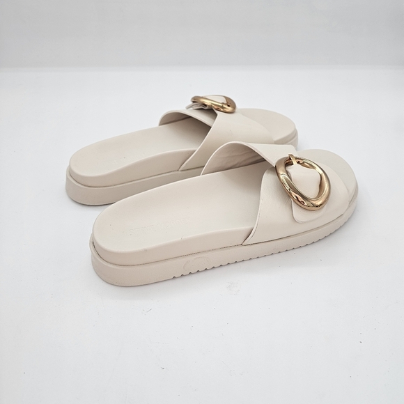 Steve Madden Mandie Slide Sandals Ivory Gold Buckle Women’s Size 9.5 - Picture 5 of 13